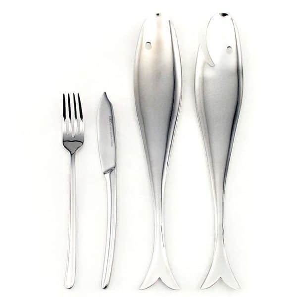 Juego de cubiertos de pescado en acero inoxidable (14 piezas) Trento, 2 palas de servir pescado, 6 tenedores de oescado, 6 cuchillos de pescado