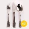 Juego de cubiertos de postre en acero inoxidable 18/10 monoblock pulidos con baño en plata (18 piezas) Bonn, 6 tenedores de postre, 6 cucharas de postre y 6 cuchillos de postre