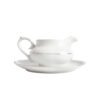 Juego de salsera de porcelana blanca de caolín y plato de apoyo (2 piezas) Bremen, 1 salsera (35 cl), 1 plato (25 x 14 cm)