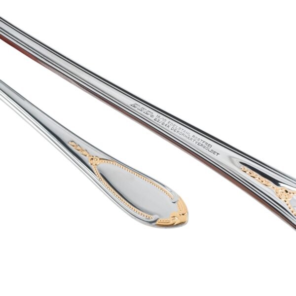 Cubiertos de Carne Glamour  7000  (12 Piezas) Acero Inoxidable con Detalles en Oro 23-24K, 6 Cuchillos + 6 Tenedores, Apto para lavavajillas