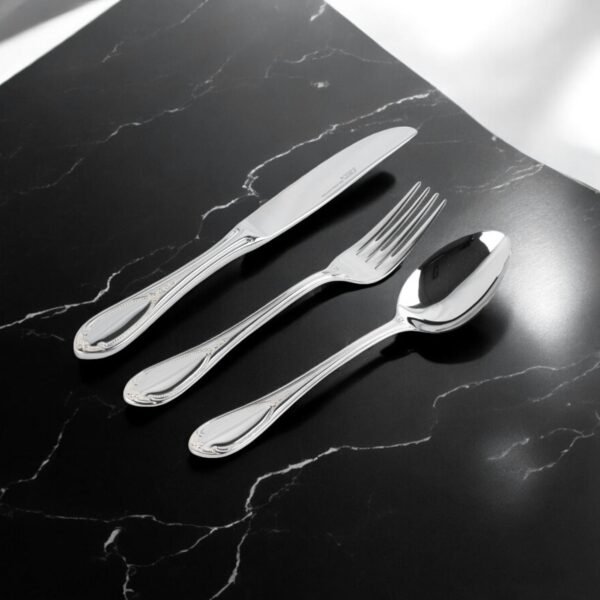 Cubertería de Mesa Acero Inoxidable Glamour (18 Piezas) 6 Cucharas, 6 Tenedores, 6 Cuchillos, Apta para lavavajillas