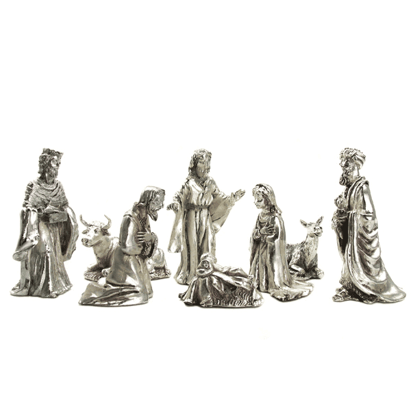 Belén de Navidad Nacimiento (8 piezas) en Plata Vintage