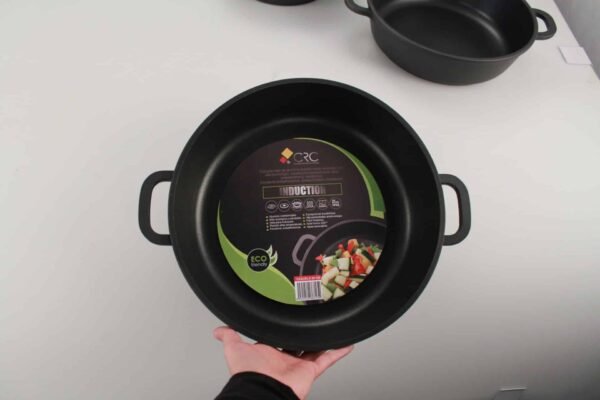 Cazuela de aluminio fundido alta de 24 cm de diámetro (1 pieza) Duroteck, antiadherente  2 capas, libre de PTFE y PFOA