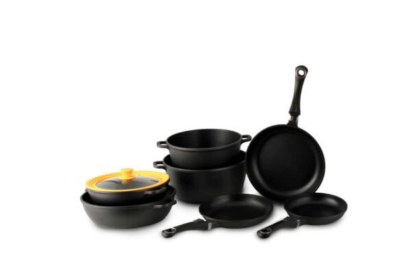 Cazuela de aluminio fundido alta de 24 cm de diámetro (1 pieza) Duroteck, antiadherente  2 capas, libre de PTFE y PFOA