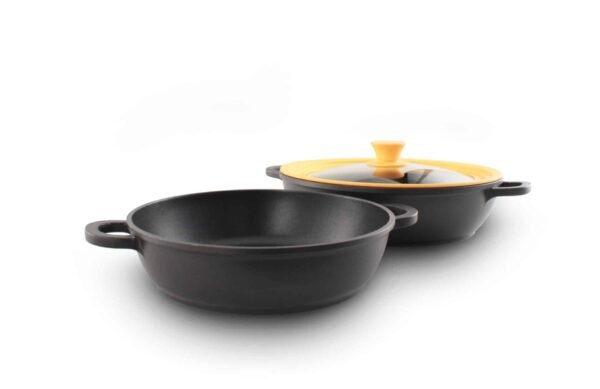 Cazuela de aluminio fundido alta de 24 cm de diámetro (1 pieza) Duroteck, antiadherente  2 capas, libre de PTFE y PFOA