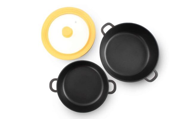 Cazuela de aluminio fundido alta de 24 cm de diámetro (1 pieza) Duroteck, antiadherente  2 capas, libre de PTFE y PFOA