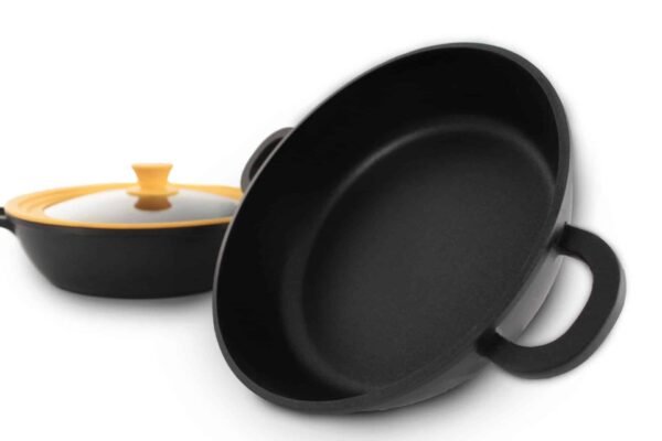 Cazuela de aluminio fundido alta de 24 cm de diámetro (1 pieza) Duroteck, antiadherente  2 capas, libre de PTFE y PFOA