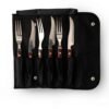 Juego de cuchillos chuleteros y tenedores para carne (6 Piezas) Timber Steel Cutlery, set de madera, 3 tenedores y 3 cuchillos