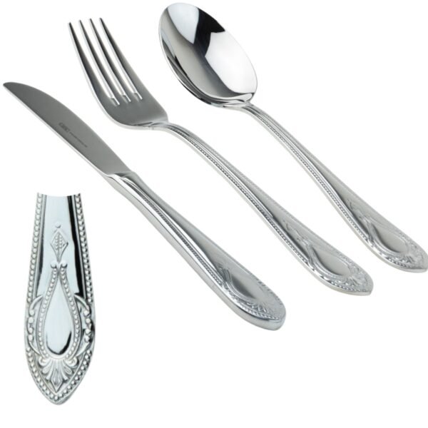 Cubertería 113 piezas CRC Koln 1285, acero inoxidable 18/10, diseño clásico con estuche de presentación, cuchillos monoblock forjados