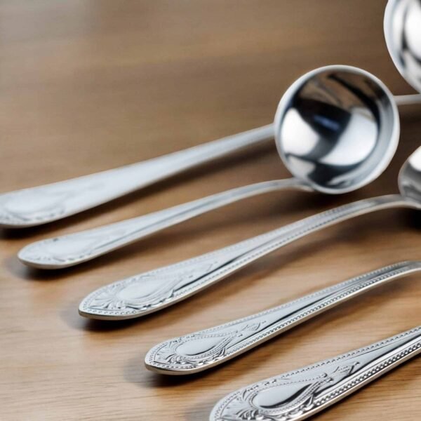 KOLN-1285-SS-DOC-SERVIR-FONDO-PARA-REDUCIR-REFLEJO-PARA-CAMBIO-DE-FONDOS-MESAS-3.jpg Juego de Piezas de Servir en Acero Inoxidable (6 Piezas), Cucharón, Cazo, Cuchara de Servir, Pala de Tarta, Cuchillo Pescado y Tenedor de Servir, Pulido Espejo, Apto Lavavajillas