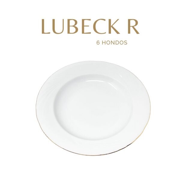 Juego de platos de porcelana blanca (12 piezas) Lubeck R con filo de oro, 6 platos llanos, 6 platos hondos
