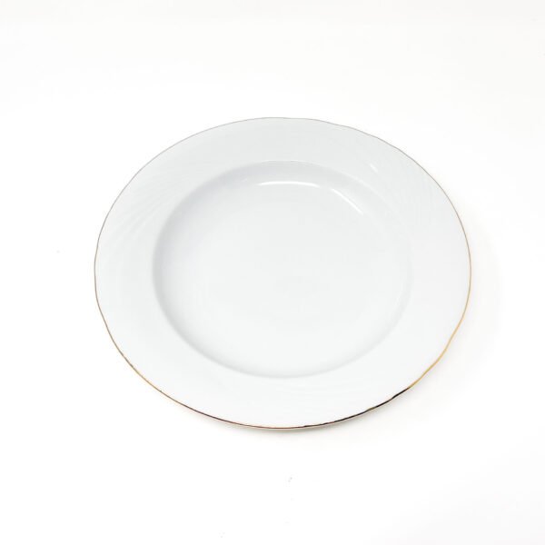 Juego de platos de porcelana blanca (12 piezas) Lubeck R con filo de oro, 6 platos llanos, 6 platos hondos