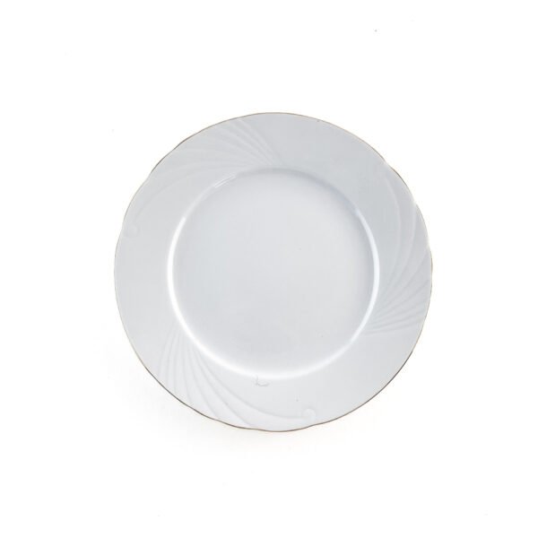Juego de Platos Llanos de Porcelana Blanca (6 piezas) Lubeck R con Filo de Oro
