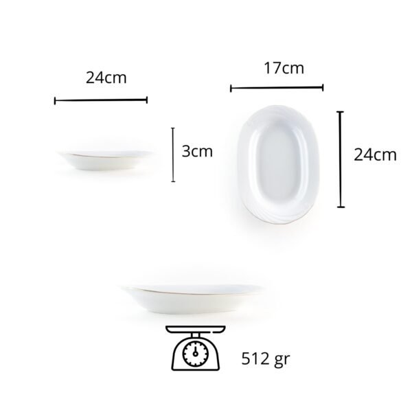 LUBECKR_MEDIAS.jpg Juego de bandejas de porcelana blanca (2 piezas) Lubeck R con filo de oro