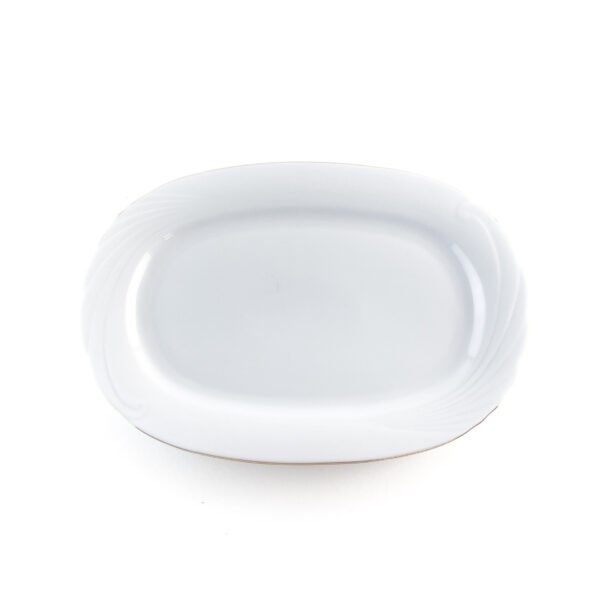 LUBECKR_PLANTA.jpg Juego de bandejas de porcelana blanca (2 piezas) Lubeck R con filo de oro