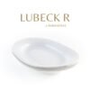 LUBECKR_RABANERAS_NOMBRE.jpg Juego de rabaneras de porcelana blanca (2 piezas) Lubeck R, con filo de oro