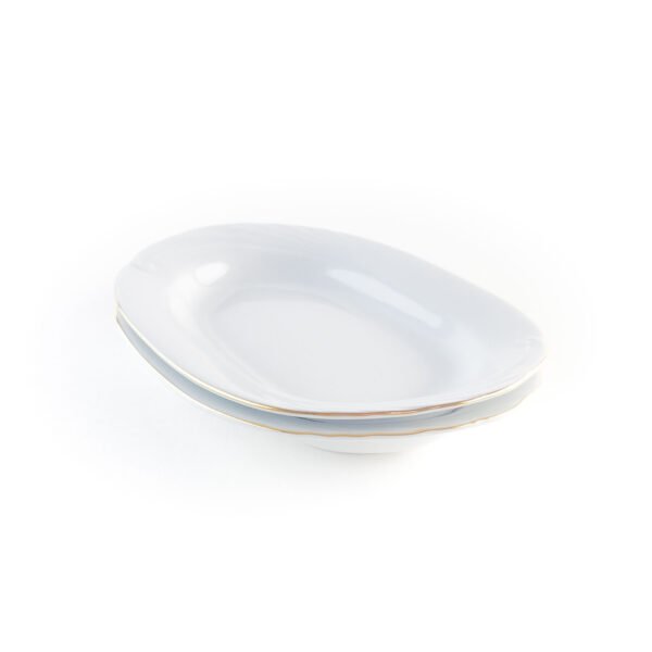 LUBECKR_RABANERAS_STANDAR.jpg Juego de rabaneras de porcelana blanca (2 piezas) Lubeck R, con filo de oro