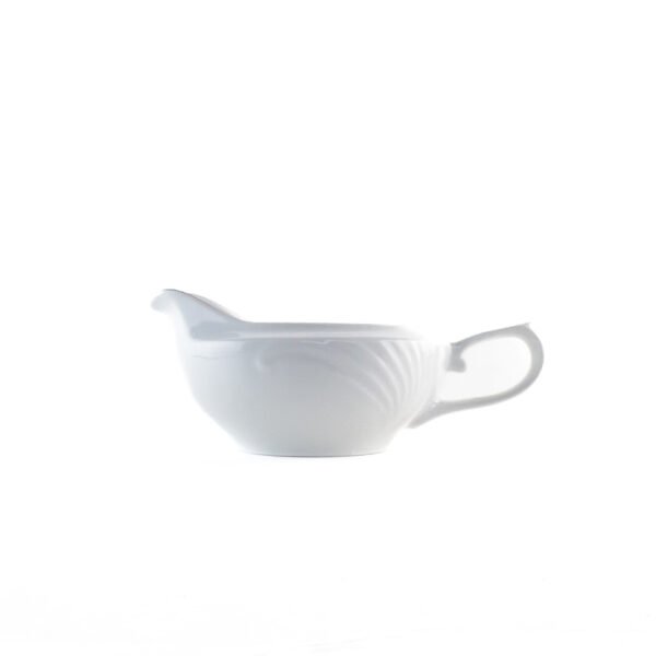 LUBECKR_SALSERA_ALZADO.jpg Salsera de porcelana blanca Lubeck R, con filo de oro