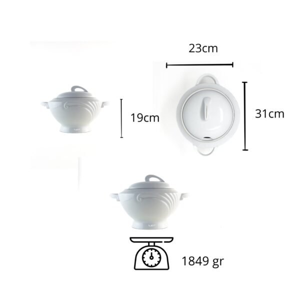 Juego de Soperas de Porcelana Blanca (2 piezas) Lubeck R, con Tapa y Filo de Oro