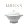 Juego de Soperas de Porcelana Blanca (2 piezas) Lubeck R, con Tapa y Filo de Oro