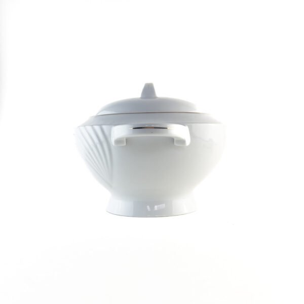 Juego de Soperas de Porcelana Blanca (2 piezas) Lubeck R, con Tapa y Filo de Oro