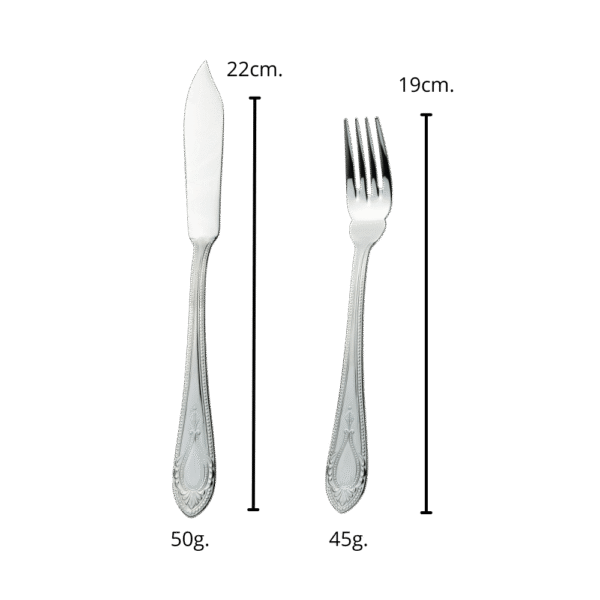 PESOS-MEDIDAS-1.png set de cubiertos 12 piezas para pescado en acero inoxidable modelo Koln 1285 -CRC-1285 6X2 12 piezas 6 palas y 6 tenedores -franquihogar