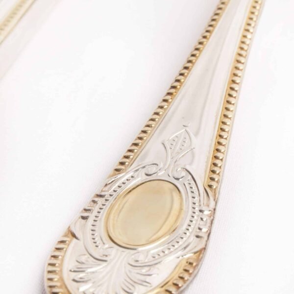 Toscana1280Royal_6-1-scaled-1.jpg Set de Cubiertos (30 piezas) Toscana Royal en Acero Inoxidable 18/10 con Baño de Plata y Oro, Diseño Clásico Vintage de Lujo