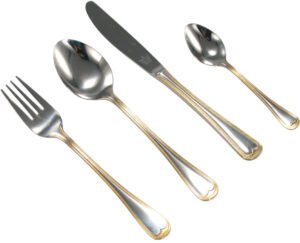 Venedig-6300-oro.jpg CRC Venedig Cubertería 109 piezas, acero inoxidable decorado en oro, servicio completo con cubiertos de pescado y piezas de servir