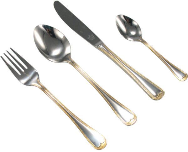 Venedig-6300-oro.jpg CRC Venedig 6300 Cubertería 70 piezas, acero inoxidable decorado en oro, servicio completo con piezas de servir