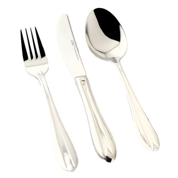 amsterdam-mesa-1235-acero-inoxidable-cubiertos.jpg Juego de Cubiertos Postre (18 piezas) 6 Cucharas, 6 Tenedores y 6 Cuchillos Amsterdam 1235 Acero Inoxidable Pulido Espejo