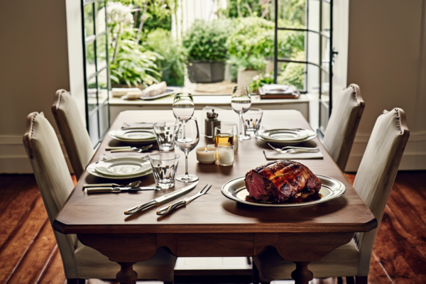 asado-con-7000-deco-glamour-.png Juego de Servir Carne y trinchar Glamour (2 Piezas) Cuchillo y Tenedor Trinchero, Acero Inoxidable con Detalles en Oro 23-24K, Apto para lavavajillas