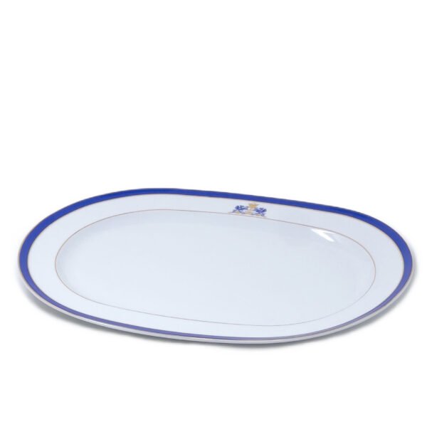 Bandeja de porcelana blanca con filo de oro y azul cobalto (1 pieza) Duisburg, 38 cm