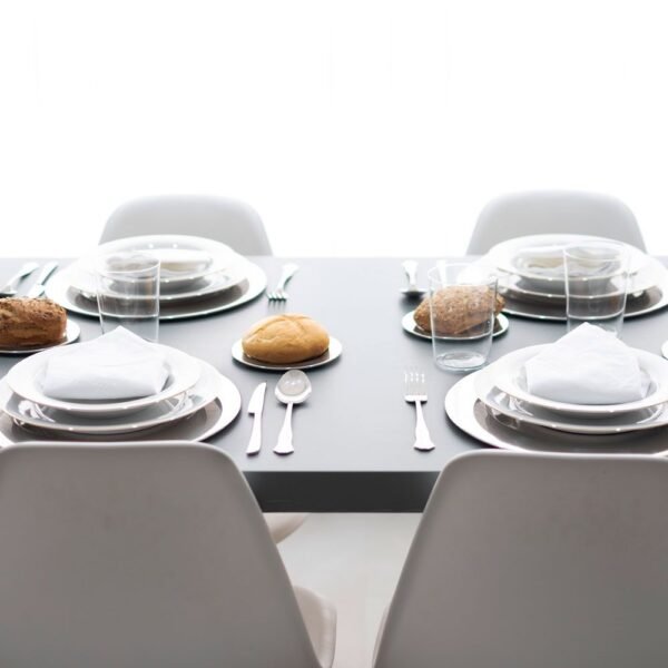 Juego de platos de pan y mantequilla de acero inoxidable (12 piezas) Avignon, 6 paneras (14,5 cm), 6 bajoplatos (32 cm)