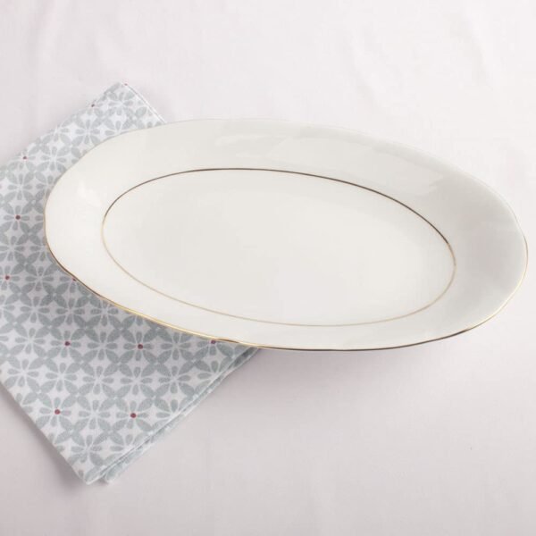 Bandeja Oval Pequeña Porcelana Blanca con Filo de Oro (1 pieza) 25 cm Lubeck ,vajilla Clásico