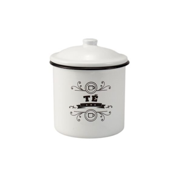 Juego de botes de cocina en acero esmaltado «Café», «Té» y «Azucar» (3 piezas) Palmoapalmo, 1 bote para café (120 cl), 1 bote para té (70 cl), 1 bote para azúcar (36 cl), diseño vintage