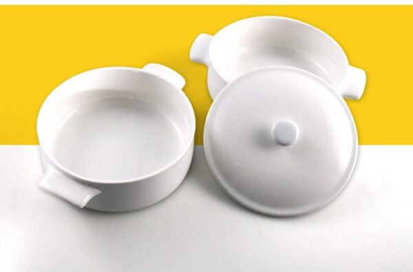 Cazuelas cocotte pequeñas de porcelana blanca con tapa (3 piezas) Ovum
