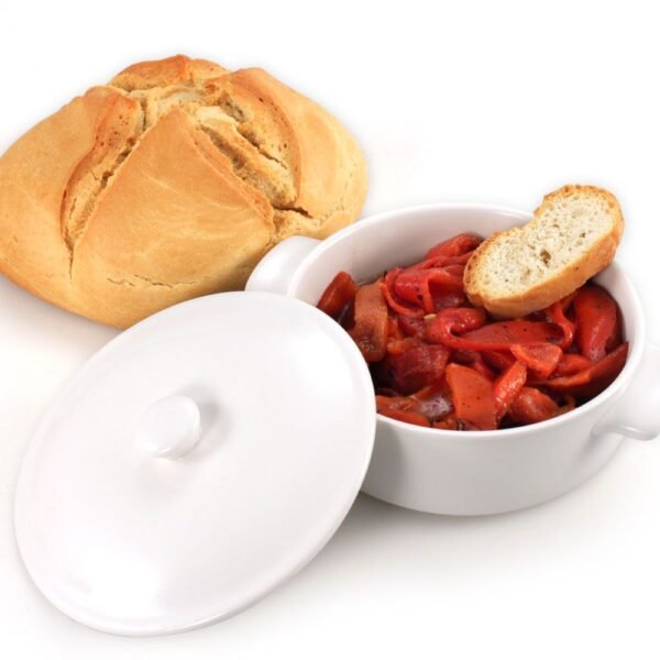 Cazuelas cocotte pequeñas de porcelana blanca con tapa (3 piezas) Ovum