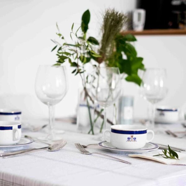 consome-duisburg_5.jpg Juego de boles consomé de porcelana blanca (24 piezas) Duisburg, 12 boles consomé con asas (35 cl), 12 platillos para tazas, azul cobalto y filo de oro