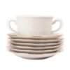Juego de boles (24 piezas) consomé de porcelana blanca  Lubeck, 12 boles consomé con asas (35 cl), 12 platillos para tazas, con filo de oro