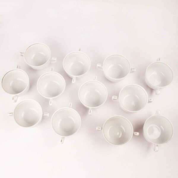 Juego de boles (24 piezas) consomé de porcelana blanca  Lubeck, 12 boles consomé con asas (35 cl), 12 platillos para tazas, con filo de oro