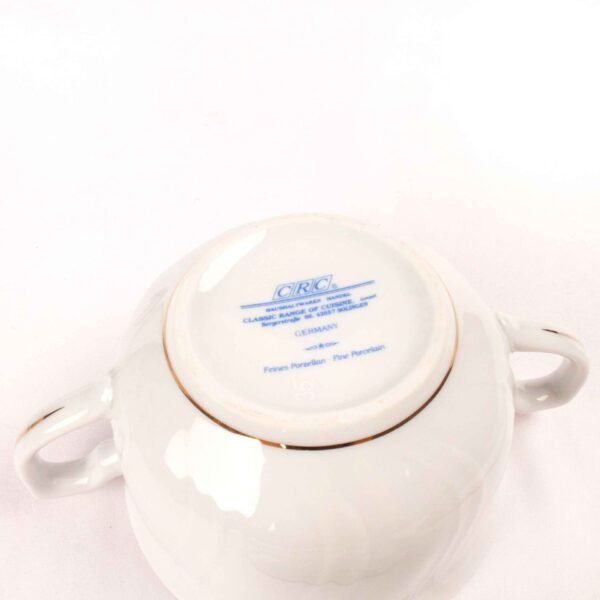 Juego de boles (24 piezas) consomé de porcelana blanca  Lubeck, 12 boles consomé con asas (35 cl), 12 platillos para tazas, con filo de oro