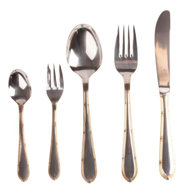 Juego de cubiertos en acero inoxidable bañados en oro (18 piezas) Nuremberg, 6 cucharas, 6 tenedores, 6 cuchillos