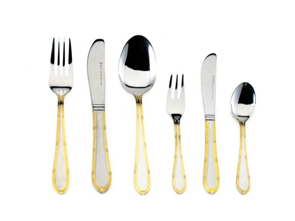 cruz-nuremberg-1210-scaled-1.jpg CRC Cruz de Nuremberg 1210 Cubertería 120 piezas, acero inoxidable con baño de oro, servicio completo con cubiertos de pescado y utensilios de servir