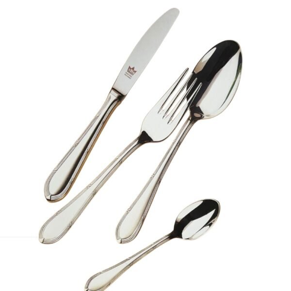 CRC Cruz de Nuremberg 1210 Cubertería 120 piezas, acero inoxidable con baño de plata, servicio completo con cubiertos de pescado y piezas de servir