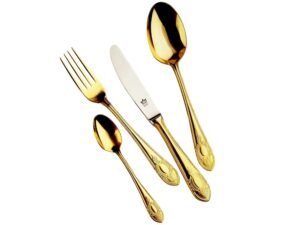 CRC Toscana 1280 Full Gold cubertería 120 piezas, acero 18/10 recubierto íntegramente en oro