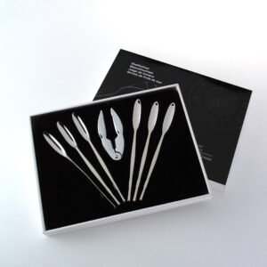 Juego de Cubertería para Marisco (7 Piezas) Mediterranean – Cracker y 6 Tenedores – Acero Inoxidable – Diseño Moderno