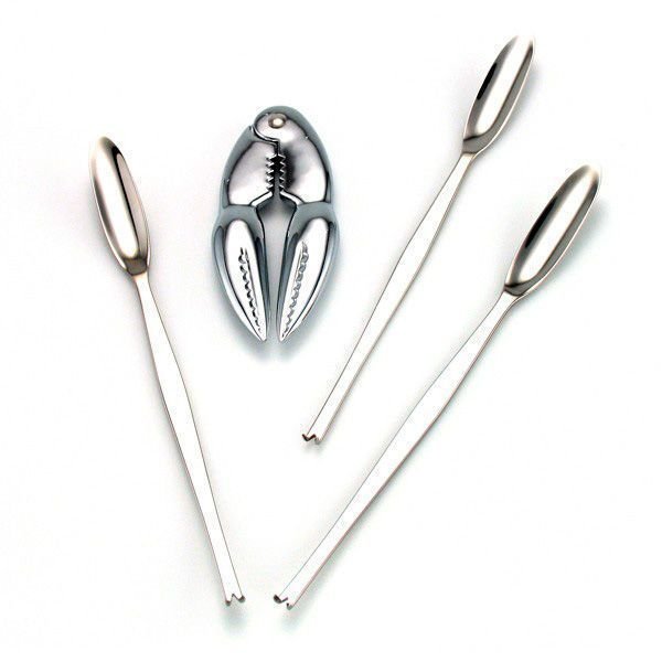 cuberteria-para-marisco-amalfi-2.jpg Juego de Cubertería para Marisco (7 Piezas) Mediterranean – Cracker y 6 Tenedores – Acero Inoxidable – Diseño Moderno