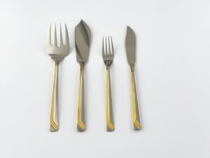 CRC Sttugart Deco juego de pescado (26 piezas) acero inoxidable decorado en oro