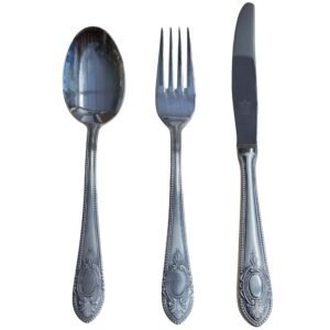 CRC Toscana 1280 Cubertería 70 piezas en acero inoxidable con baño de plata, servicio completo con cubiertos de menú, postre y piezas de servir
