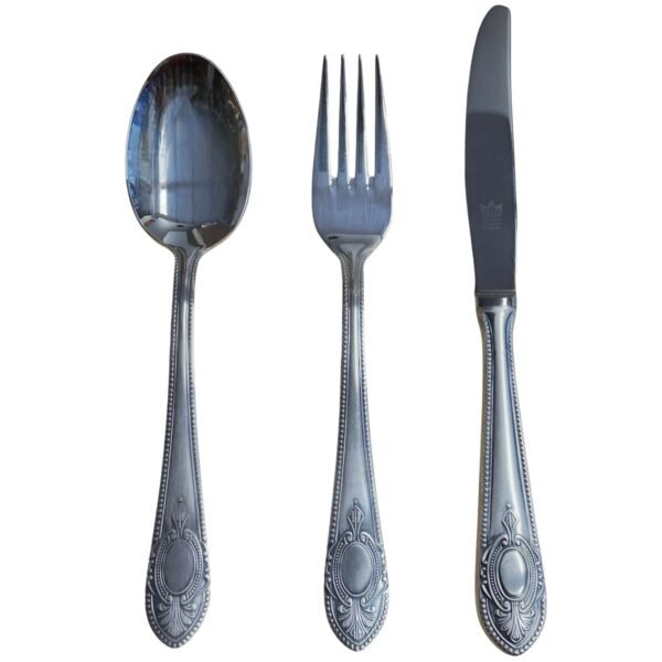 CRC Toscana 1280 Cubertería 70 piezas en acero inoxidable con baño de plata, servicio completo con cubiertos de menú, postre y piezas de servir